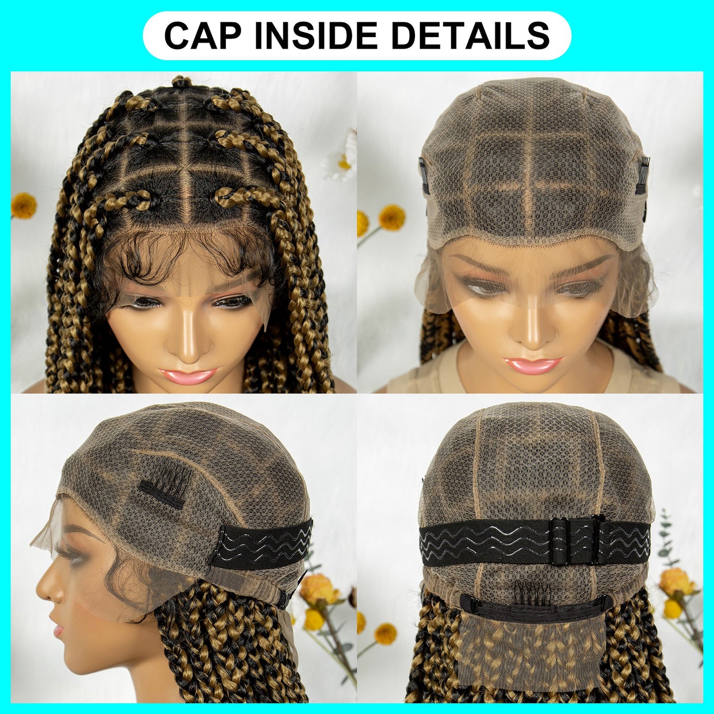 S SEDITTYHAIR Synthetic Braided Wig Full Lace Hair Box Braids 36"