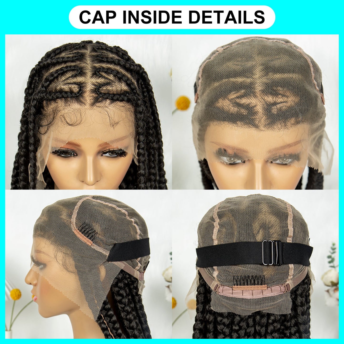 S SEDITTYHAIR Box Cornrow Braided Wig Synthetic Full Lace Braided Wig Box Braids Hair 32"