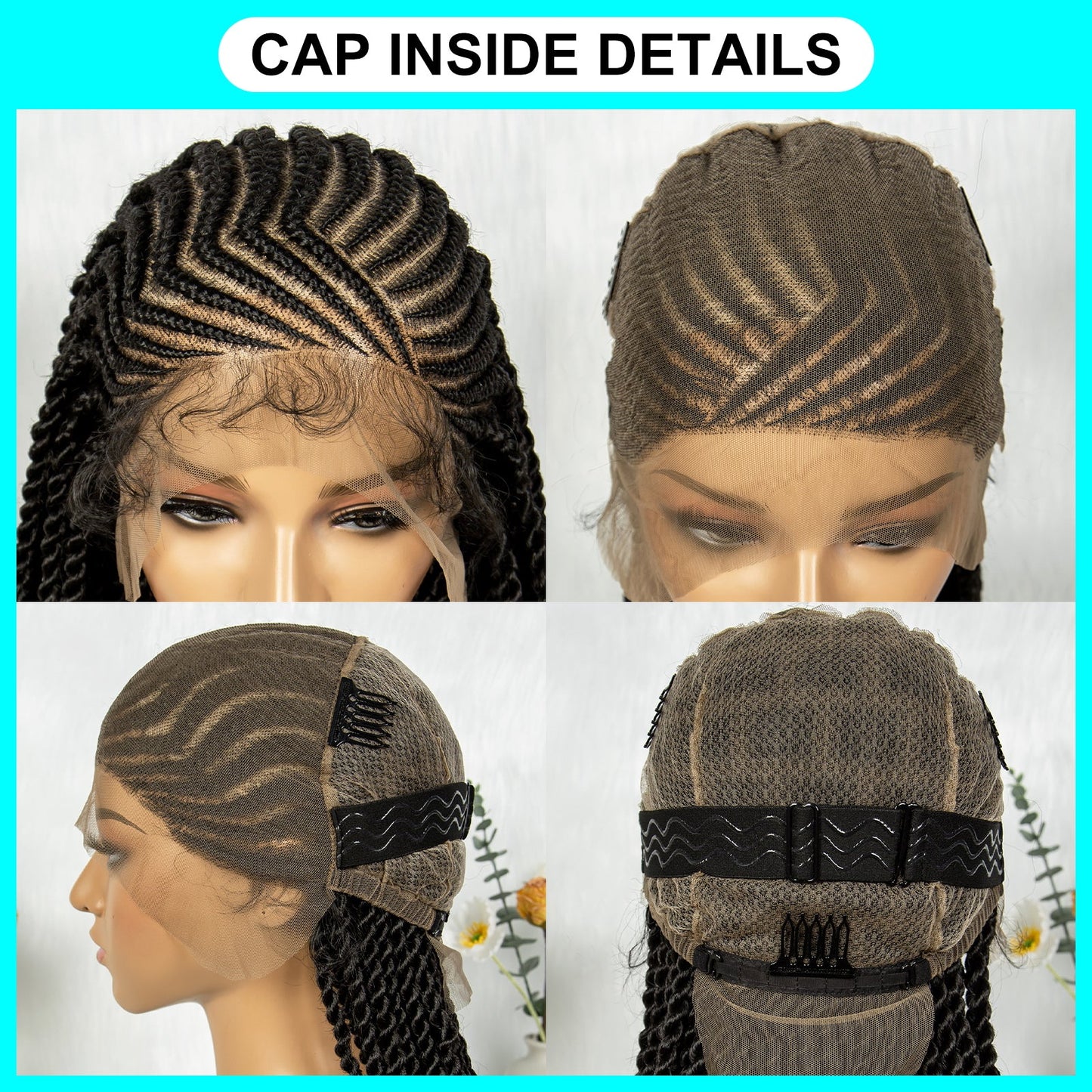 S SEDITTYHAIR Cornrow Twisted Braided Wig Synthetic Full Lace Hair Wig 32"