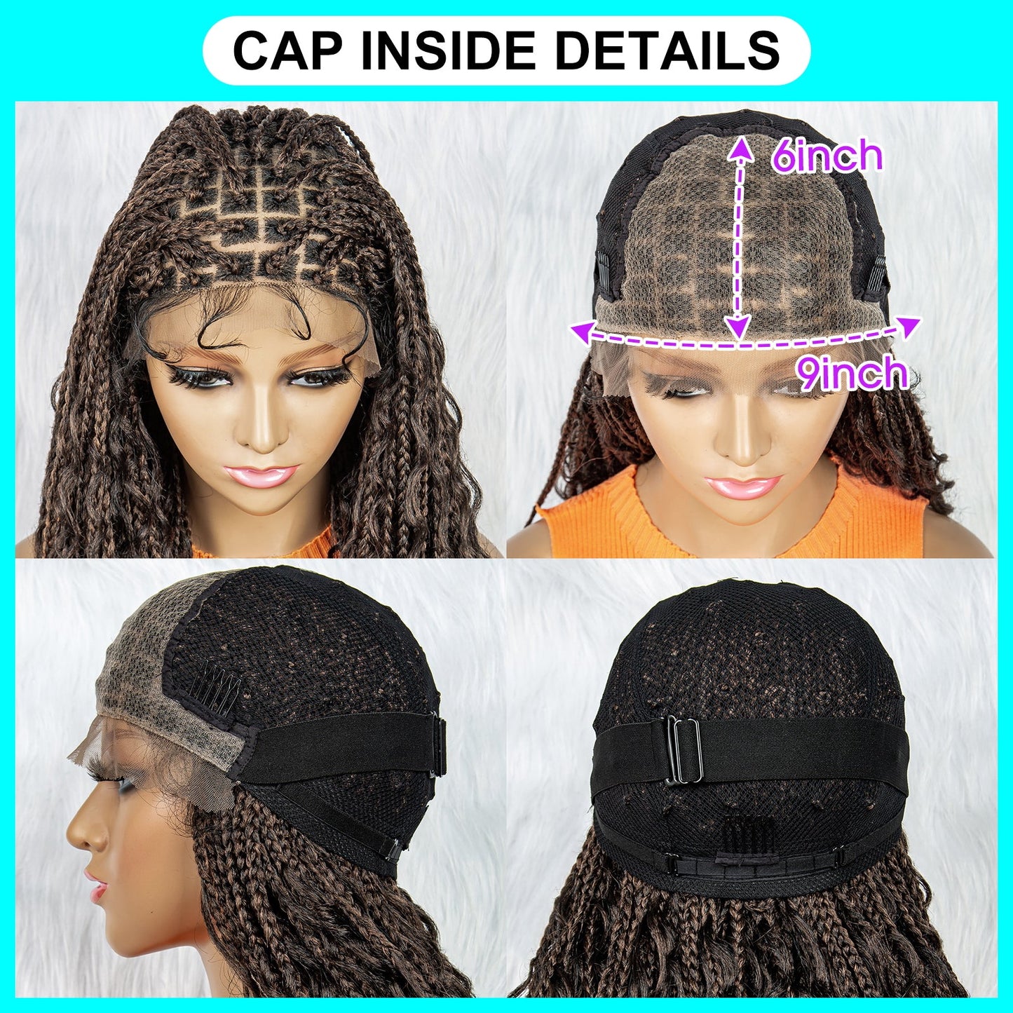 S SEDITTYHAIR Bohemian Box Boho Braided Wigs Synthetic Braided Wig 32" 9x6 Lace Front Braids Hair Wig