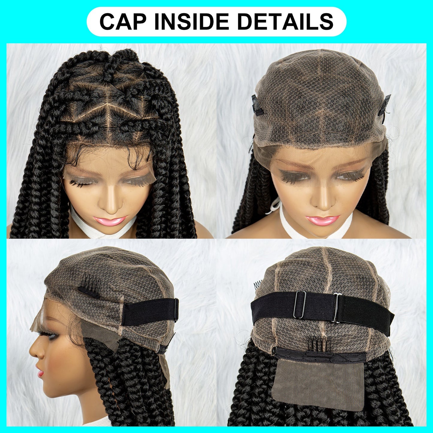 S SEDITTYHAIR Synthetic Full Lace Box Braided Wig Knotless Synthetic Braids Hair Wig 34 inches