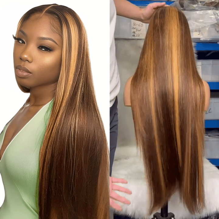 S SEDITTYHAIR Lace Front Human Hair Wig Highlight Hair Double Drawn 200% Density