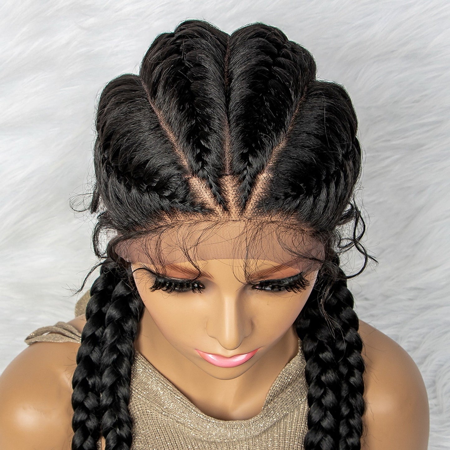 S SEDITTYHAIR Lace Front Braided Wigs Synthetic Cornrow Braids Hair Wig 26 inches