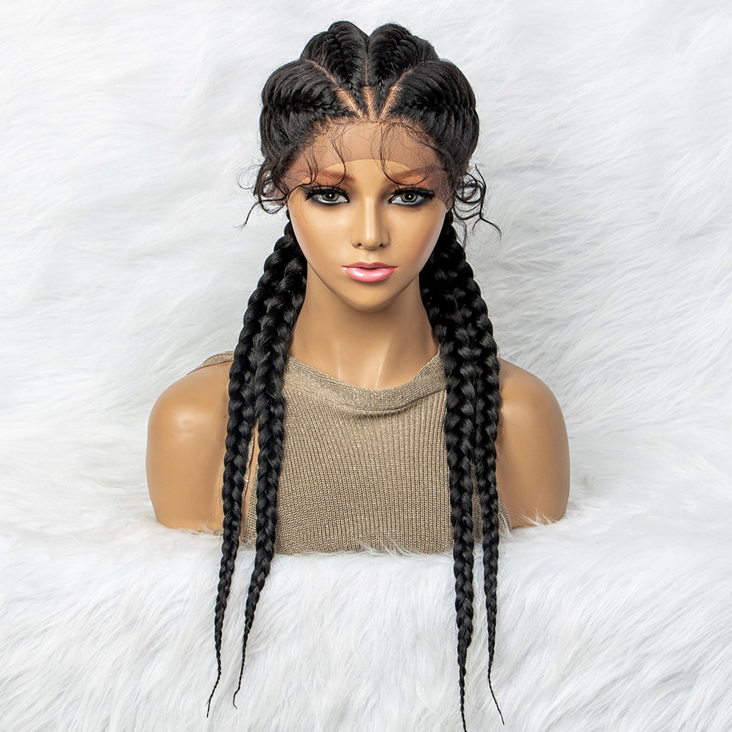 S SEDITTYHAIR Lace Front Braided Wigs Synthetic Cornrow Braids Hair Wig 26 inches
