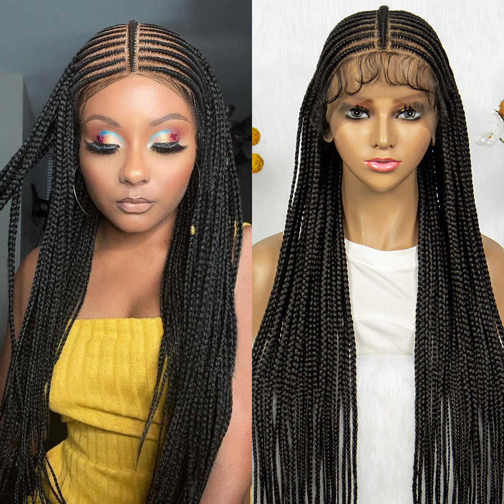 S SEDITTYHAIR Full Lace Cornrow Braided Wig Synthetic Hair Wig 36 inches