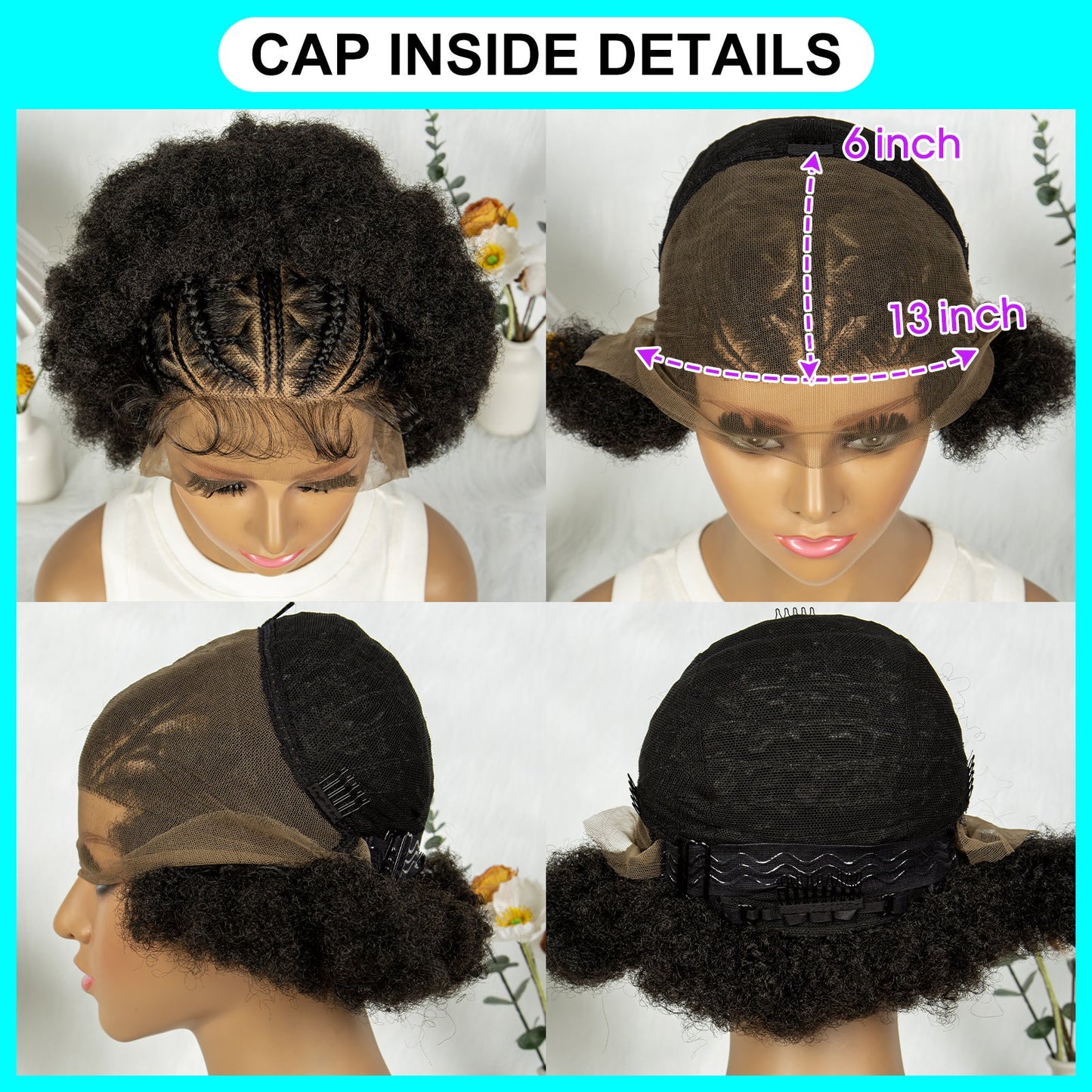 S SEDITTYHAIR Synthetic Full Lace Cornrows Box Braided Wig Synthetic Braids Hair Wig Afro Wig