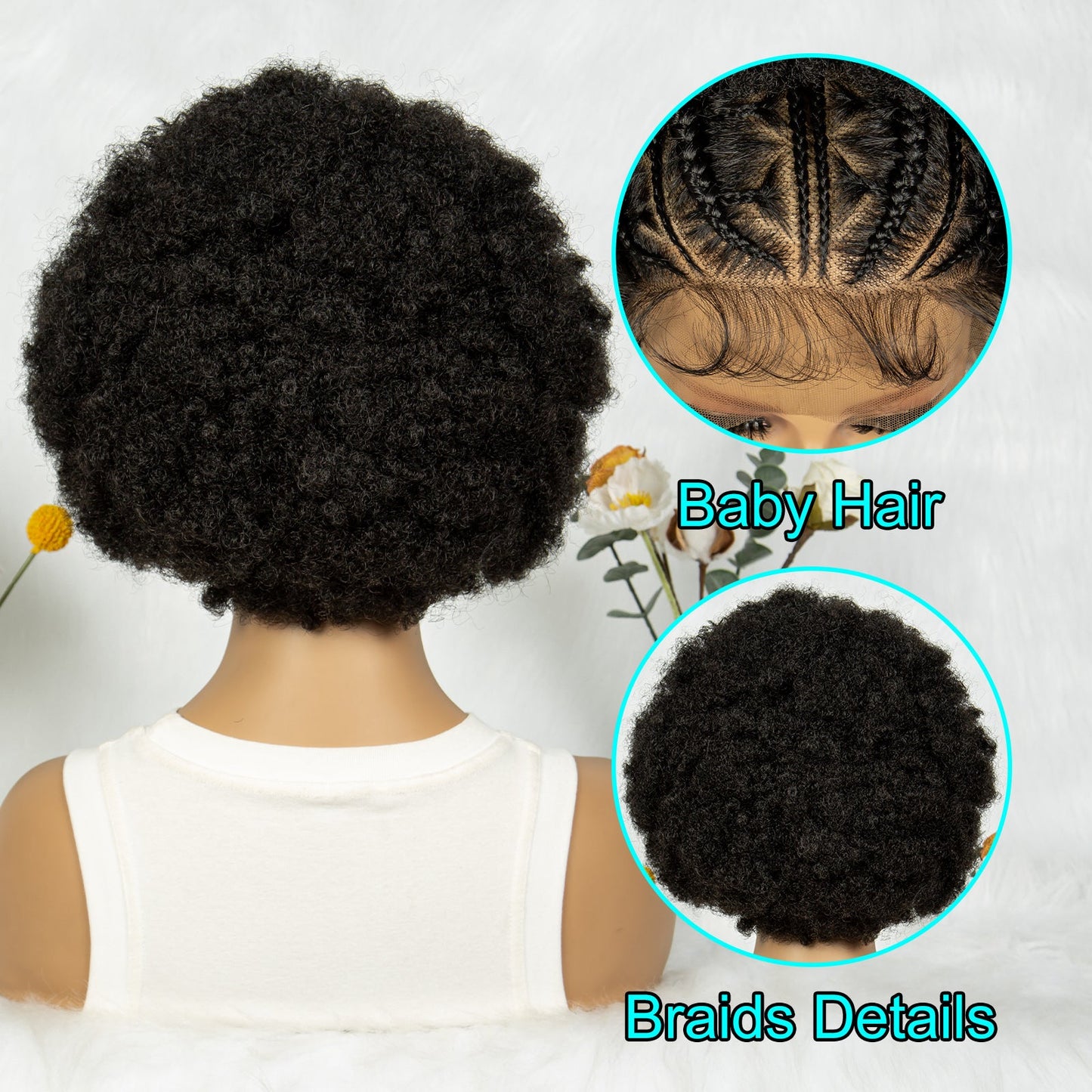S SEDITTYHAIR Synthetic Full Lace Cornrows Box Braided Wig Synthetic Braids Hair Wig Afro Wig