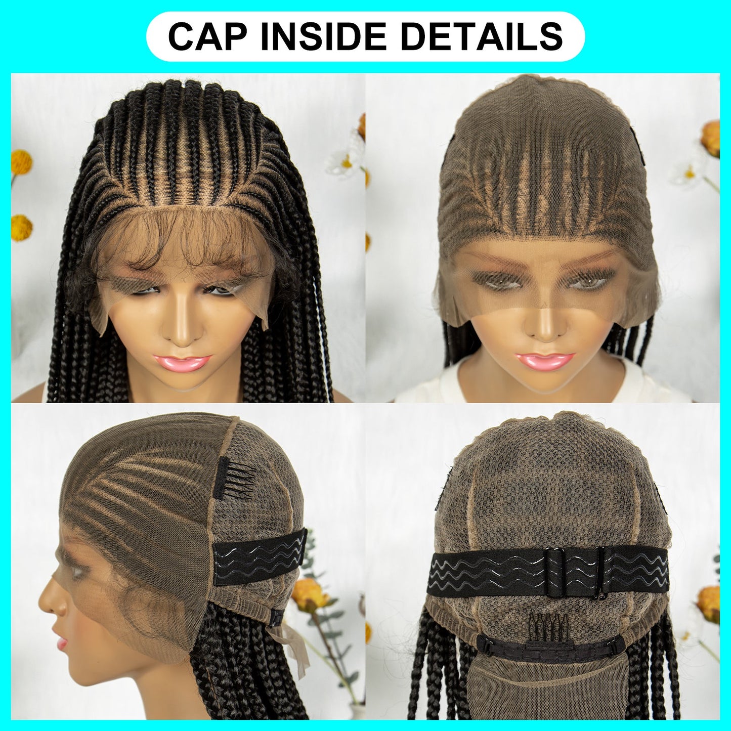 S SEDITTYHAIR Cornrow Braided Wig Synthetic Full Lace Hair Wig 36 inches