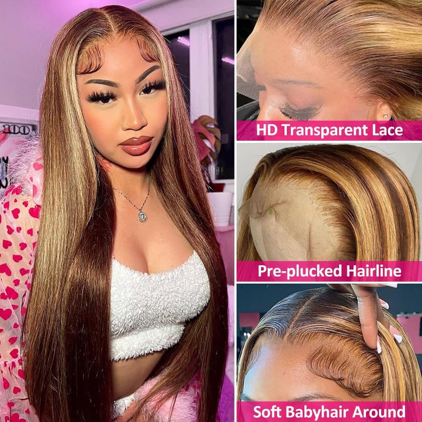S SEDITTYHAIR Lace Front Human Hair Wig Highlight Hair Double Drawn 200% Density