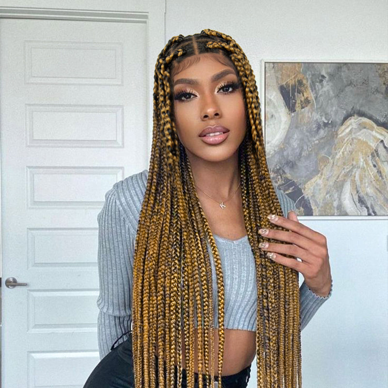 S SEDITTYHAIR Synthetic Braided Wig Full Lace Hair Box Braids 36"
