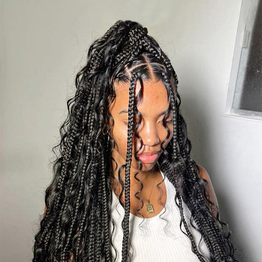 S SEDITTYHAIR Boho Braided Wig Synthetic Full Lace Hair Wig 38"
