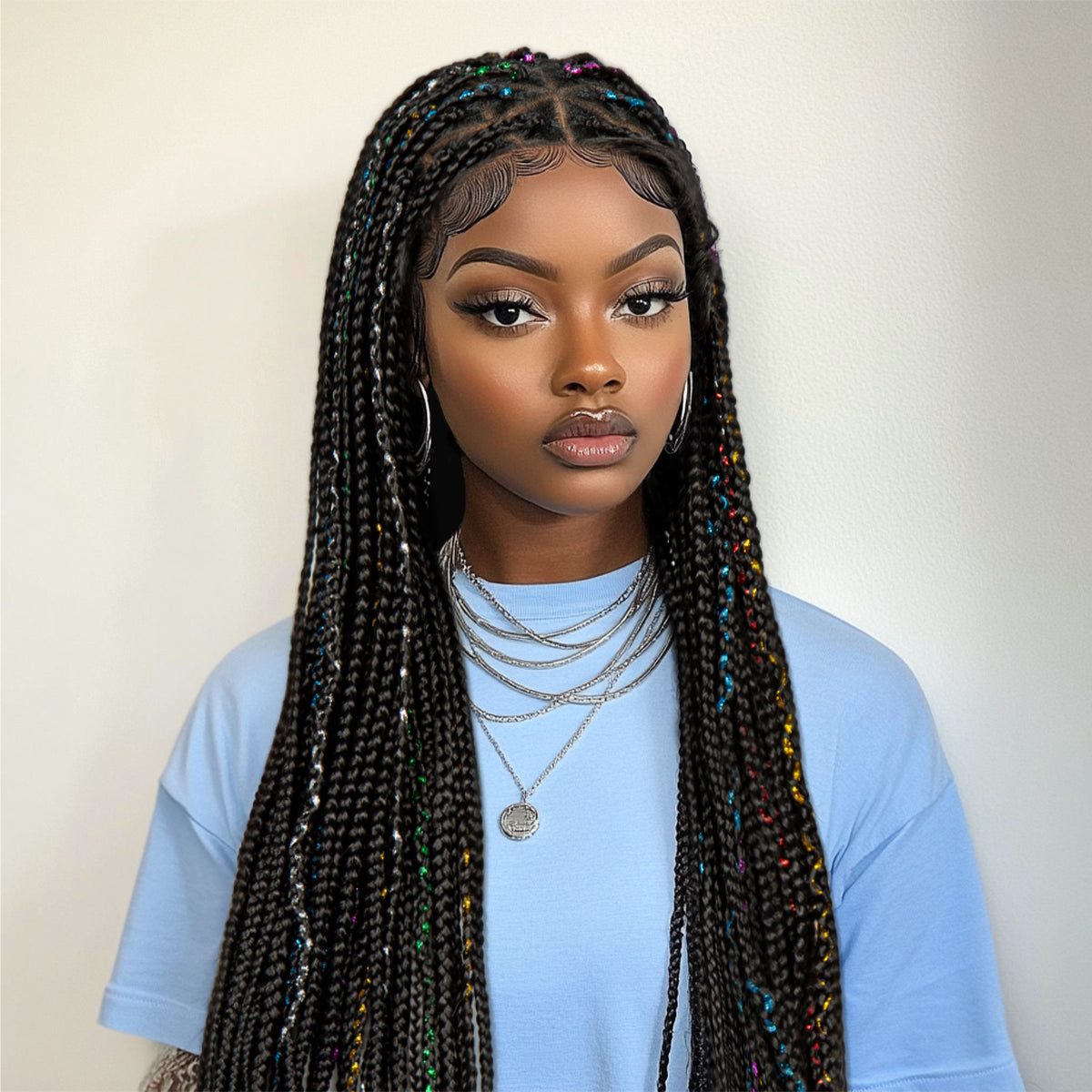 S SEDITTYHAIR Synthetic Full Lace Straight Braided Wig Hair Wig 34"