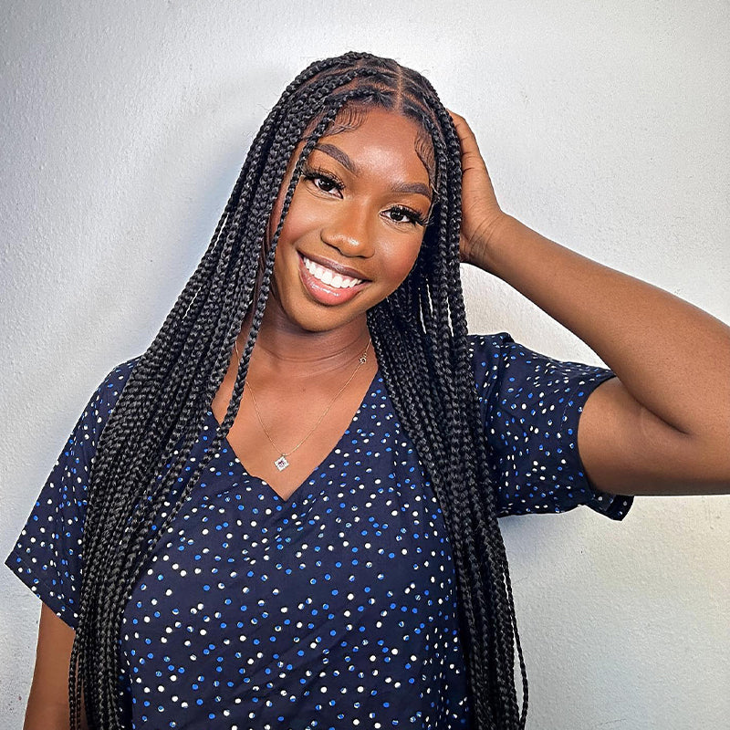 S SEDITTYHAIR Full Lace Box Braided Wig Synthetic Hair 38"