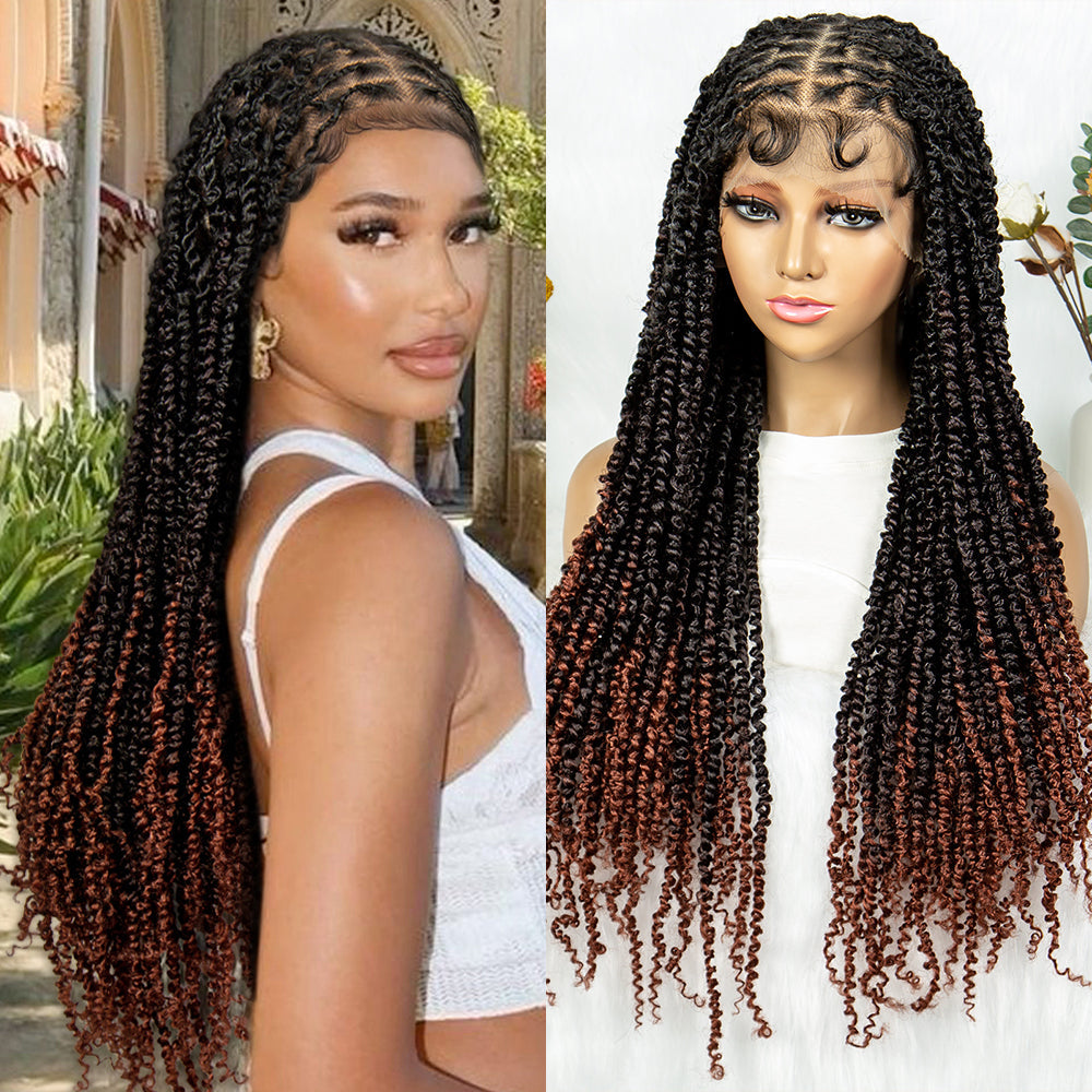 S SEDITTYHAIR Wig Synthetic Braided Wig Full Lace Twisted Braids Hair Wig for Black Women Girls 26 inches
