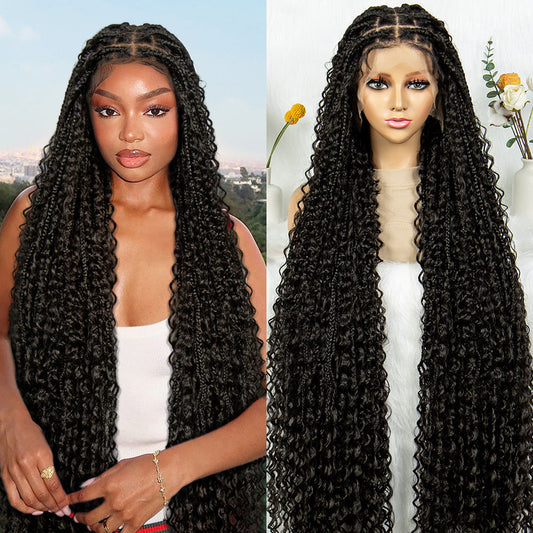 S SEDITTYHAIR Boho Braided Wig Synthetic Full Lace Knotless Box Braids Hair Wig 40 inches