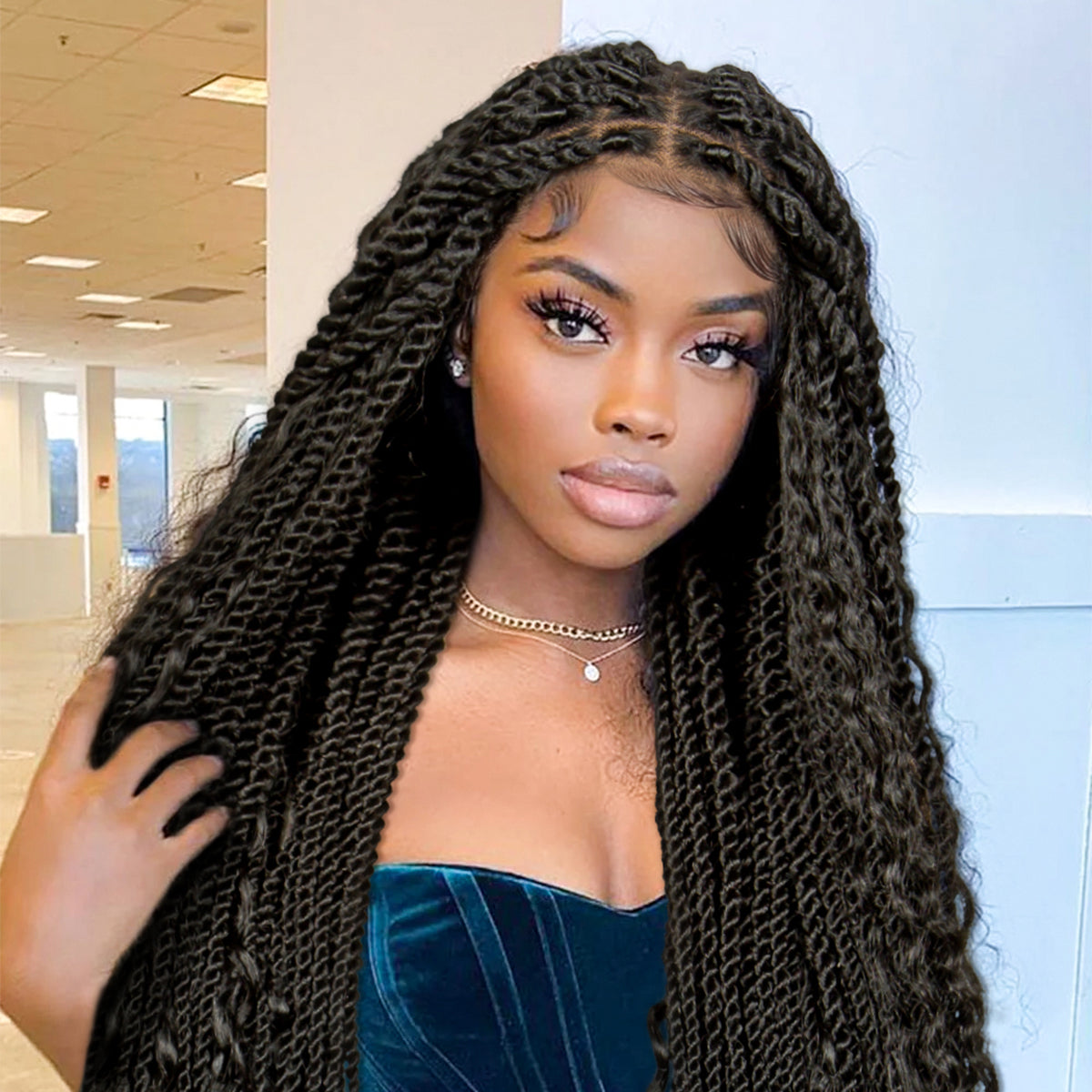 S SEDITTYHAIR Wig Full Lace Twisted Boho Braided Wig Synthetic Braids Hair Wig for Black Women 36 inches