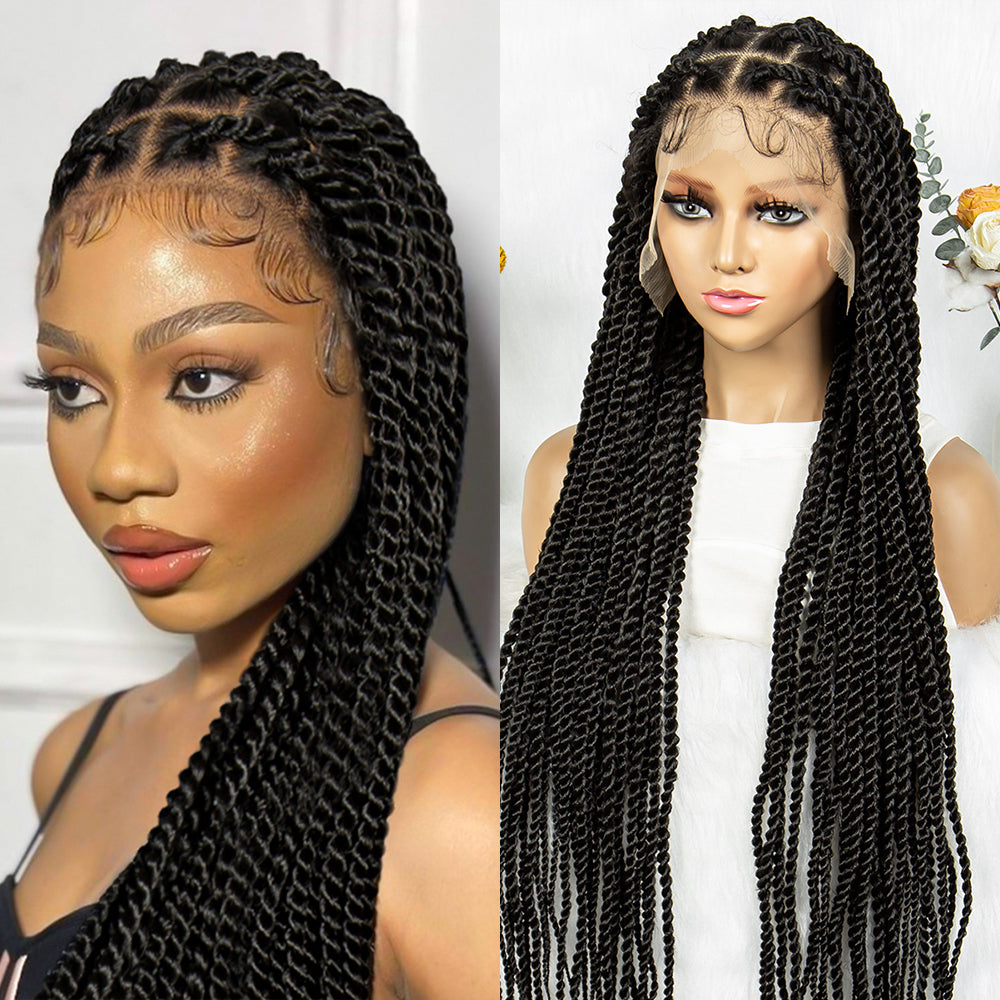 S SEDITTYHAIR Wig Full Lace Twisted Braids Hair Wig Synthetic Braided Wig 34 inches for Black Women