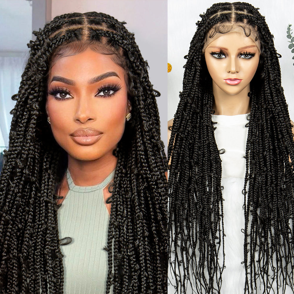 S SEDITTYHAIR Synthetic Braided Wig Full Lace Knotless Box Braids Hair Wig for Black Women 34 inches