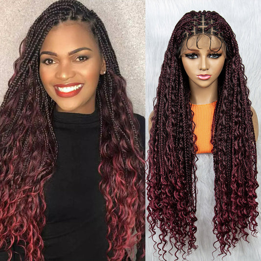 S SEDITTYHAIR 9x6 Lace Front  Boho Synthetic Bohemian Box Braided Wig for Black Women Goddess Hair 32"