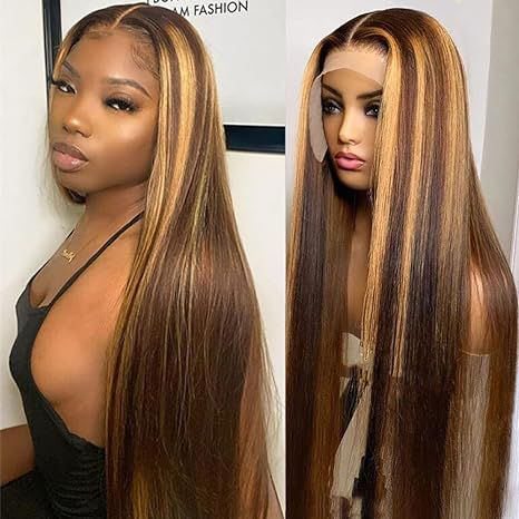 S SEDITTYHAIR 13x4 Lace Front Straight Highlight Human Hair Wig 200% Density