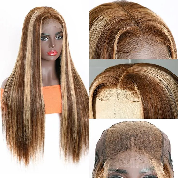 S SEDITTYHAIR 13x4 Lace Front Straight Highlight Human Hair Wig 200% Density