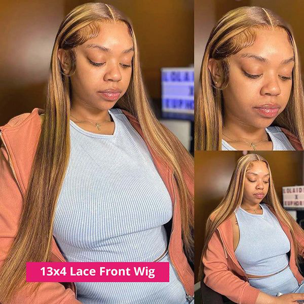S SEDITTYHAIR 13x4 Lace Front Straight Highlight Human Hair Wig 200% Density