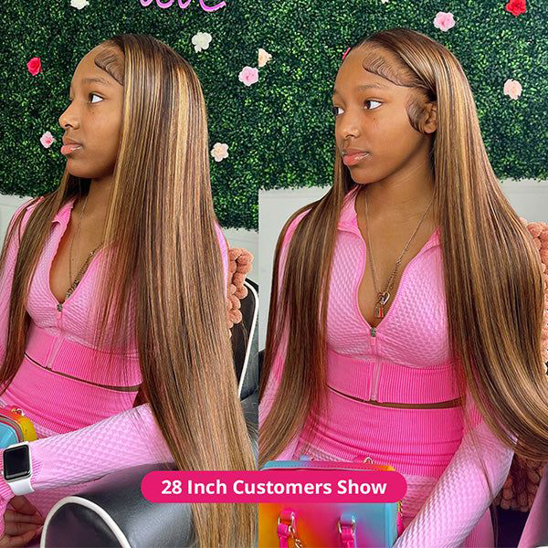 S SEDITTYHAIR 13x4 Lace Front Straight Highlight Human Hair Wig 200% Density