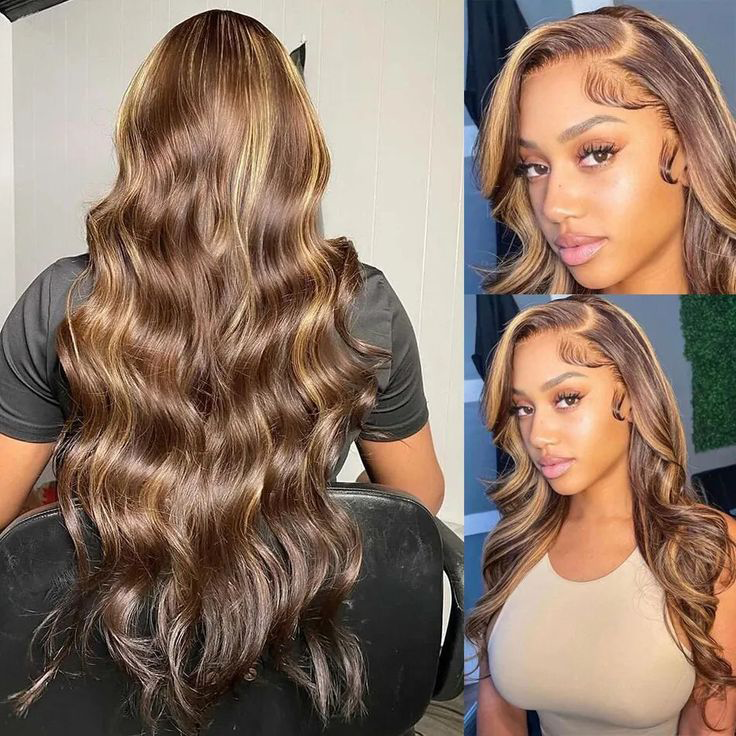 S SEDITTYHAIR 13x4 Lace Front Human Hair Wig 200% Density Body Wave Highlight