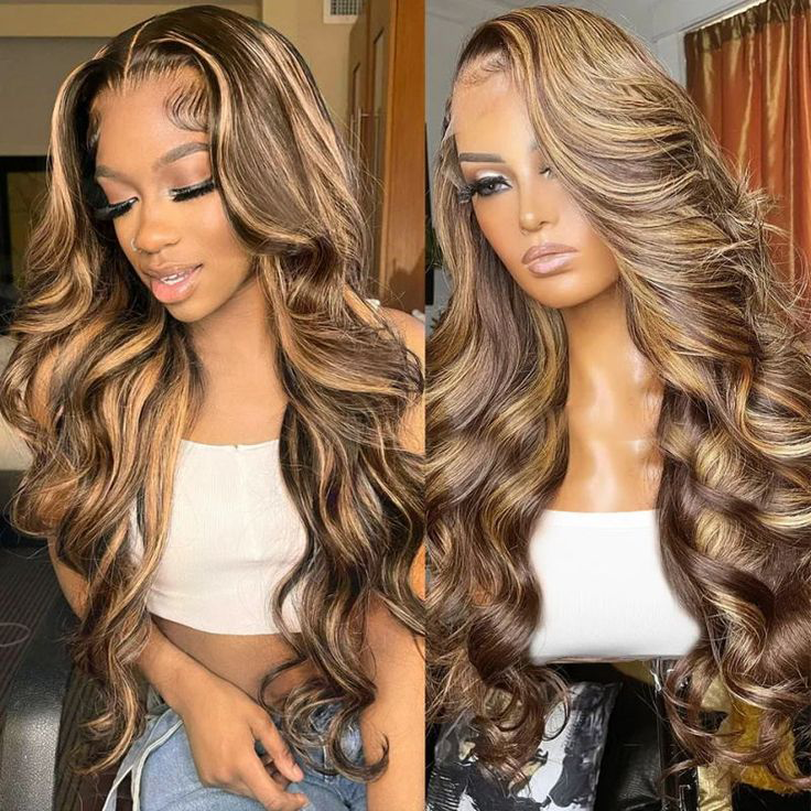 S SEDITTYHAIR 13x4 Lace Front Human Hair Wig 200% Density Body Wave Highlight