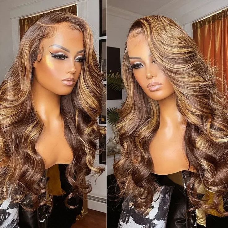 S SEDITTYHAIR 13x4 Lace Front Human Hair Wig 200% Density Body Wave Highlight