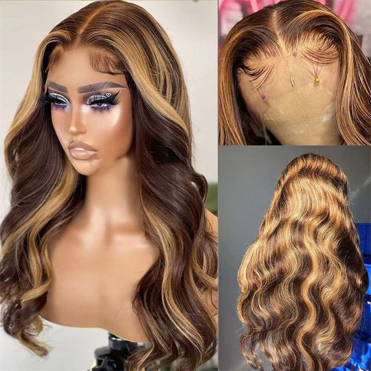 S SEDITTYHAIR 13x4 Lace Front Human Hair Wig 200% Density Body Wave Highlight