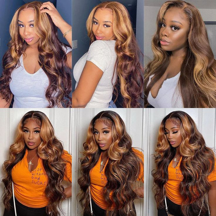 S SEDITTYHAIR 13x4 Lace Front Human Hair Wig 200% Density Body Wave Highlight