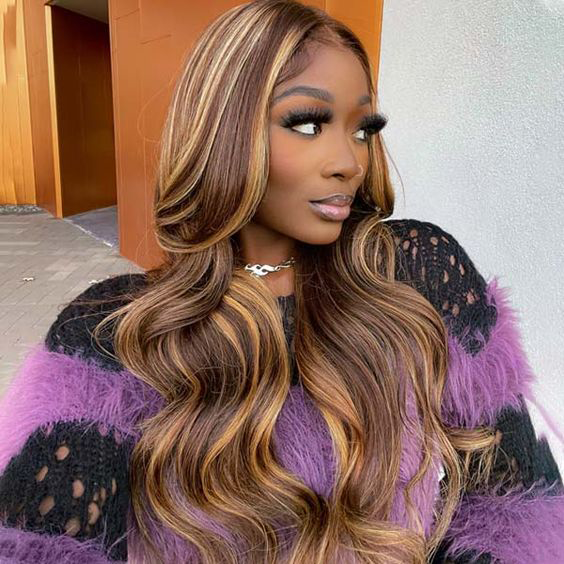 S SEDITTYHAIR 13x4 Lace Front Human Hair Wig 200% Density Body Wave Highlight