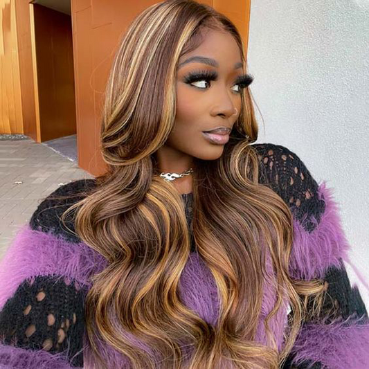 S SEDITTYHAIR 13x4 Lace Front  Human Hair Wig 200% Density Body Wave Highlight