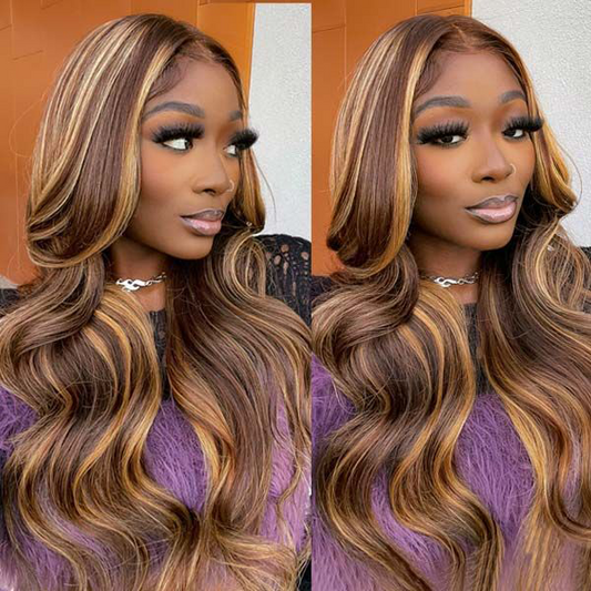 S SEDITTYHAIR 13x4 Lace Front  Human Hair Wig 200% Density Body Wave Highlight