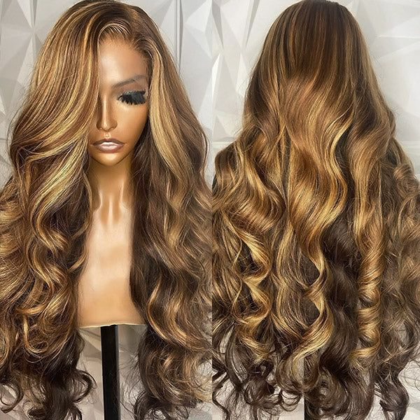 S SEDITTYHAIR 13x4 Lace Front Human Hair Wig 200% Density Body Wave Highlight