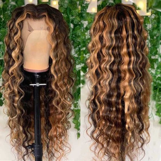 S SEDITTYHAIR 13x4 Lace Deep Wave Curly Highlight Human Hair Wig 200% Density