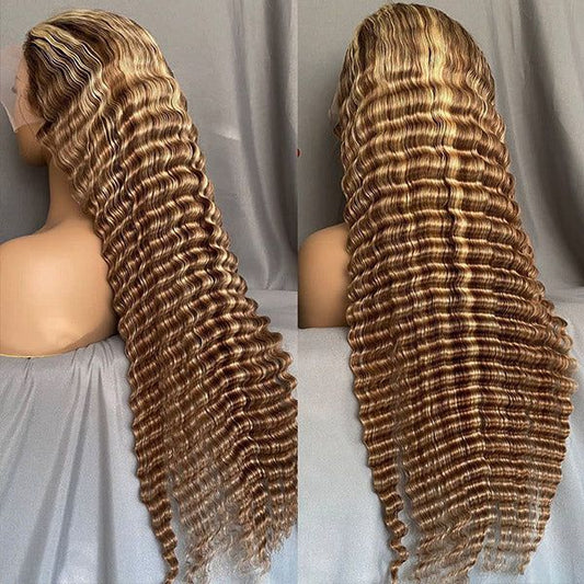 S SEDITTYHAIR 13x4 Lace Deep Wave Curly Highlight Human Hair Wig 200% Density