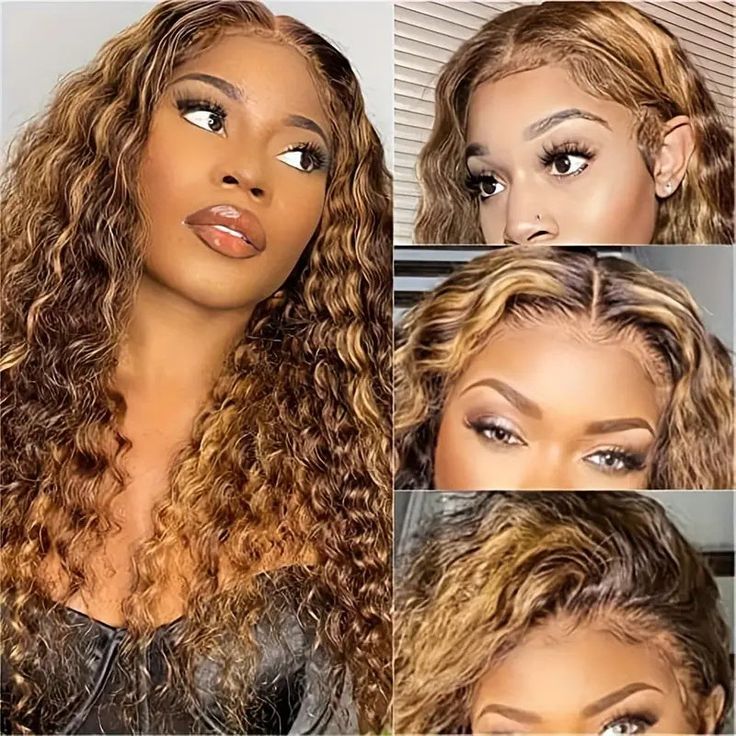 S SEDITTYHAIR 13x4 Lace Deep Wave Curly Highlight Human Hair Wig 200% Density