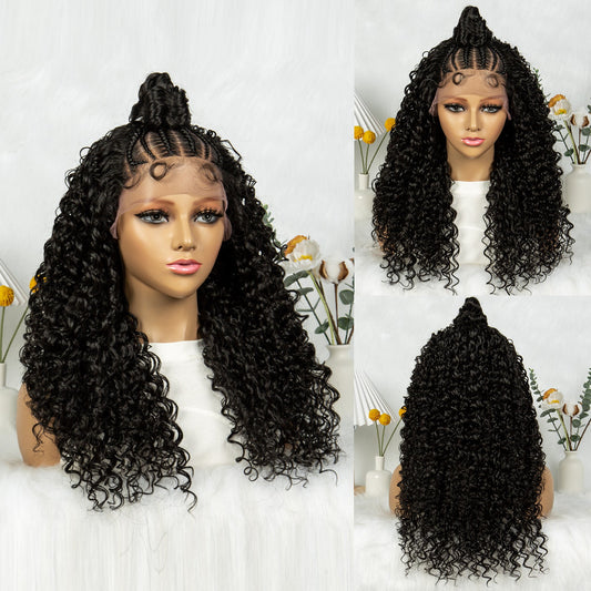 S SEDITTYHAIR Synthetic Full Lace Cornrows Box Braided Wig Synthetic Braids Hair Wig Afro Wig 24 inches