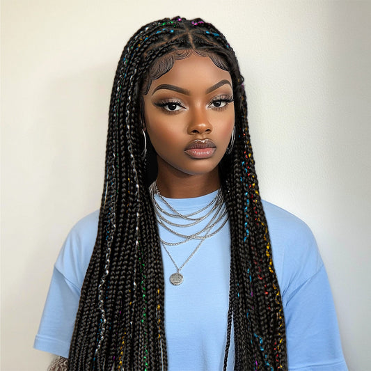 S SEDITTYHAIR Synthetic Full Lace Straight Braided Wig Hair Wig 34"